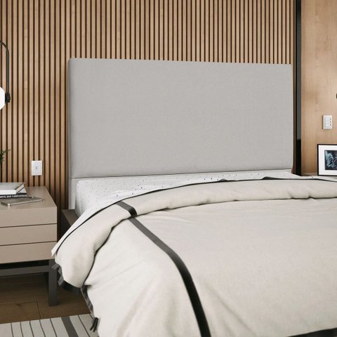 Cabeceira Cama Box Orgânica King 195cm Luna Suede C/frame Cinza