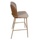 Ver imagem 3 de Banqueta com Encosto Estofado e Base em Aço Carbono Champanhe – Cristal Exclusiva Linho Cinza 202