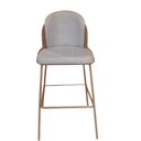 Ver imagem 1 de Banqueta com Encosto Estofado e Base em Aço Carbono Champanhe – Cristal Exclusiva Linho Cinza 202