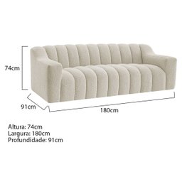 Kit 1 Sofá 180cm 1 Poltrona Luxo Recepção Sala Elegance Bouclé - 3