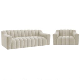 Kit 1 Sofá 180cm 1 Poltrona Luxo Recepção Sala Elegance Bouclé - 1