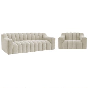 Kit 1 Sofá 180cm 1 Poltrona Luxo Recepção Sala Elegance Bouclé