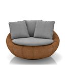 Ver imagem 5 de Kit 2 Poltronas Giratória Sala de Estar com Almofadas Afrodite Cinza Caramelo Manchado Linho/PU G45 