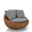 Ver imagem 7 de Kit 2 Poltronas Giratória Sala de Estar com Almofadas Afrodite Cinza Caramelo Manchado Linho/PU G45 