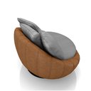 Ver imagem 6 de Kit 2 Poltronas Giratória Sala de Estar com Almofadas Afrodite Cinza Caramelo Manchado Linho/PU G45 