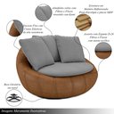 Ver imagem 3 de Kit 2 Poltronas Giratória Sala de Estar com Almofadas Afrodite Cinza Caramelo Manchado Linho/PU G45 
