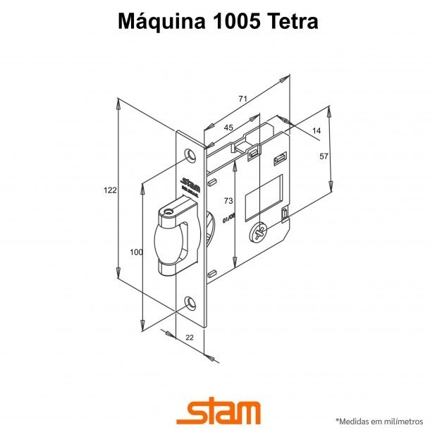 Fechadura Stam 1005 Pivotante Tetra Rolete Roseta Inox - 2