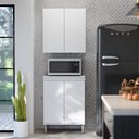 Ver imagem 2 de Kit de Cozinha 2 Peças com Balcão Micro-Ondas e Armário Aéreo 2 Portas Branco – EJ Móveis