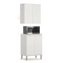 Ver imagem 1 de Kit de Cozinha 2 Peças com Balcão Micro-Ondas e Armário Aéreo 2 Portas Branco – EJ Móveis