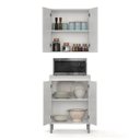 Ver imagem 3 de Kit de Cozinha 2 Peças com Balcão Micro-Ondas e Armário Aéreo 2 Portas Branco – EJ Móveis