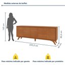 Ver imagem 3 de Buffet 5 Portas Pés em Madeira Maciça Premium - Naturalle - Mavaular