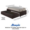 Ver imagem 5 de Base Box Cama Solteirão Sapateira Courino Linho Marrom e Colchão Airtech Ortobom 96x203