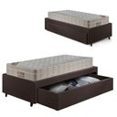 Ver imagem 1 de Base Box Cama Solteirão Sapateira Courino Linho Marrom e Colchão Airtech Ortobom 96x203