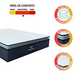 Colchão Casal Queen Molas Ensacadas Pillow Top Maximus 158x198x28cm Cinza/Branco Gazin - 3