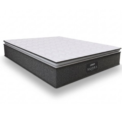 Colchão Casal Queen Molas Ensacadas Pillow Top Maximus 158x198x28cm Cinza/Branco Gazin