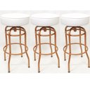 Ver imagem 1 de Kit 3 Banquetas Bar Alta Giratória Cobre Assento Branco - Poltronas do Sul