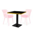 Ver imagem 1 de Conjunto Mesa de Jantar Quadrada Venezia 70x70cm Preta com 2 Cadeiras Estofadas Marcela - Rosa