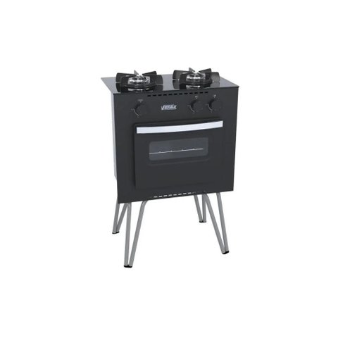 Fogão Portátil Gemini Vetro 2 Bocas Gás Glp Venax Cor:preto