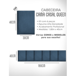 1 Módulo de Cabeceira Cama Box Solteiro Casal Queen King Estofada Modulada 40x30cm - 8