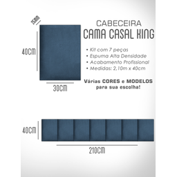 1 Módulo de Cabeceira Cama Box Solteiro Casal Queen King Estofada Modulada 40x30cm - 9