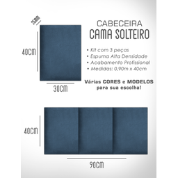 1 Módulo de Cabeceira Cama Box Solteiro Casal Queen King Estofada Modulada 40x30cm - 6