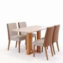 Ver imagem 2 de Conjunto Sala de Jantar Mesa Manu 120cm Tampo MDF e Vidro Canto Arredondado 4 Cadeiras Anne