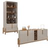 Aparador Buffet 190 com Cristaleira Lizz Pés Madeira Maciça Off White/cedro - 1