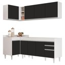 Ver imagem 1 de Armário de Cozinha Modulado de Canto Direito 4 Peças Cp40 Balcão sem Tampo Branco-preto - Lumil
