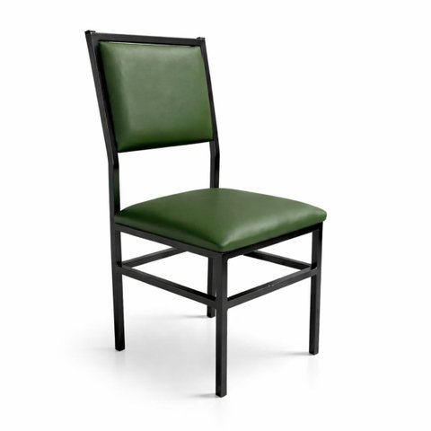 Cadeira Flora de Cozinha Jantar Reforço Aço Preto Assento e Encosto Cor Verde