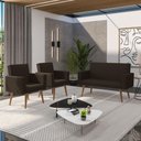 Ver imagem 2 de Kit Sófa 2 Lugares e 2 Poltronas para Sala de Estar Recepção Marrom