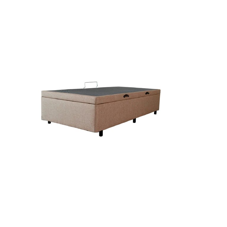 Cama Box Baú Solteirão King Blindado Linhão Bege 203X96X44 Cm Cama Box Baú Solteirão King Blindado Linhão Bege 203X96X44 Cm