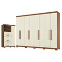 Ver imagem 1 de Guarda Roupa Casal Master New 8 Portas de Bater 4 Gavetas MDP com Cômoda Marabá Jatobá Areia