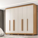 Ver imagem 1 de Guarda Roupa Casal Platinium 100% MDF 6 Portas de Bater 6 Gavetas Marrom/Cinamomo/Areia
