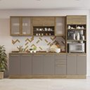 Ver imagem 1 de Armário de Cozinha Modulada Completa Reta 7 Peças 2,70m 202 Botanic Kappesberg - Nogueira/Fendi