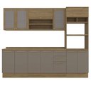 Ver imagem 2 de Armário de Cozinha Modulada Completa Reta 7 Peças 2,70m 202 Botanic Kappesberg - Nogueira/Fendi
