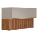 Ver imagem 1 de Armário Aéreo Proença 120cm Basculante 1 Porta Mdf e 1 Porta Ripada Nogueira Touch/nude Prime Tx