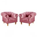 Ver imagem 1 de Conjunto 2 Poltronas Dom Pedro Suede Pés Torneados Rosa 280 Bella Decor