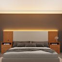 Ver imagem 1 de  Cabeceira Box Casal/Queen Ripado com LED e 4 Gavetas 246cm x 108cm Espresso Móveis