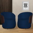 Ver imagem 1 de Kit 2 Poltronas Organica Beatriz Suede Azul Marinho C/ Composê Corano Marrom - Lm Decor