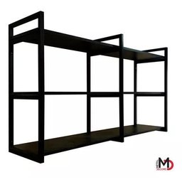 Prateleira Moderna Suspensa Industrial com Suporte Metalon e Mdf Carvalho Prática Montagem Parede - 4