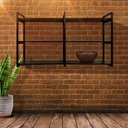 Ver imagem 1 de Prateleira Moderna Suspensa Industrial com Suporte Metalon e Mdf Carvalho Prática Montagem Parede