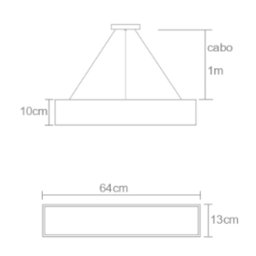 Pendente Madeira Retângular Preto 120x10cm - 01 Luz G12 - 2