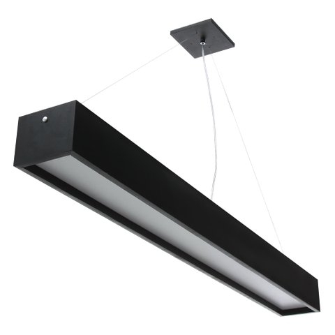 Pendente Madeira Retângular Preto 120x10cm - 01 Luz G12
