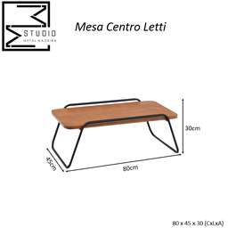 Mesa Centro Sala Letti Estilo Industrial Decorativa Metal Madeira Studio Metal Madeira Mesa Centro L - 5