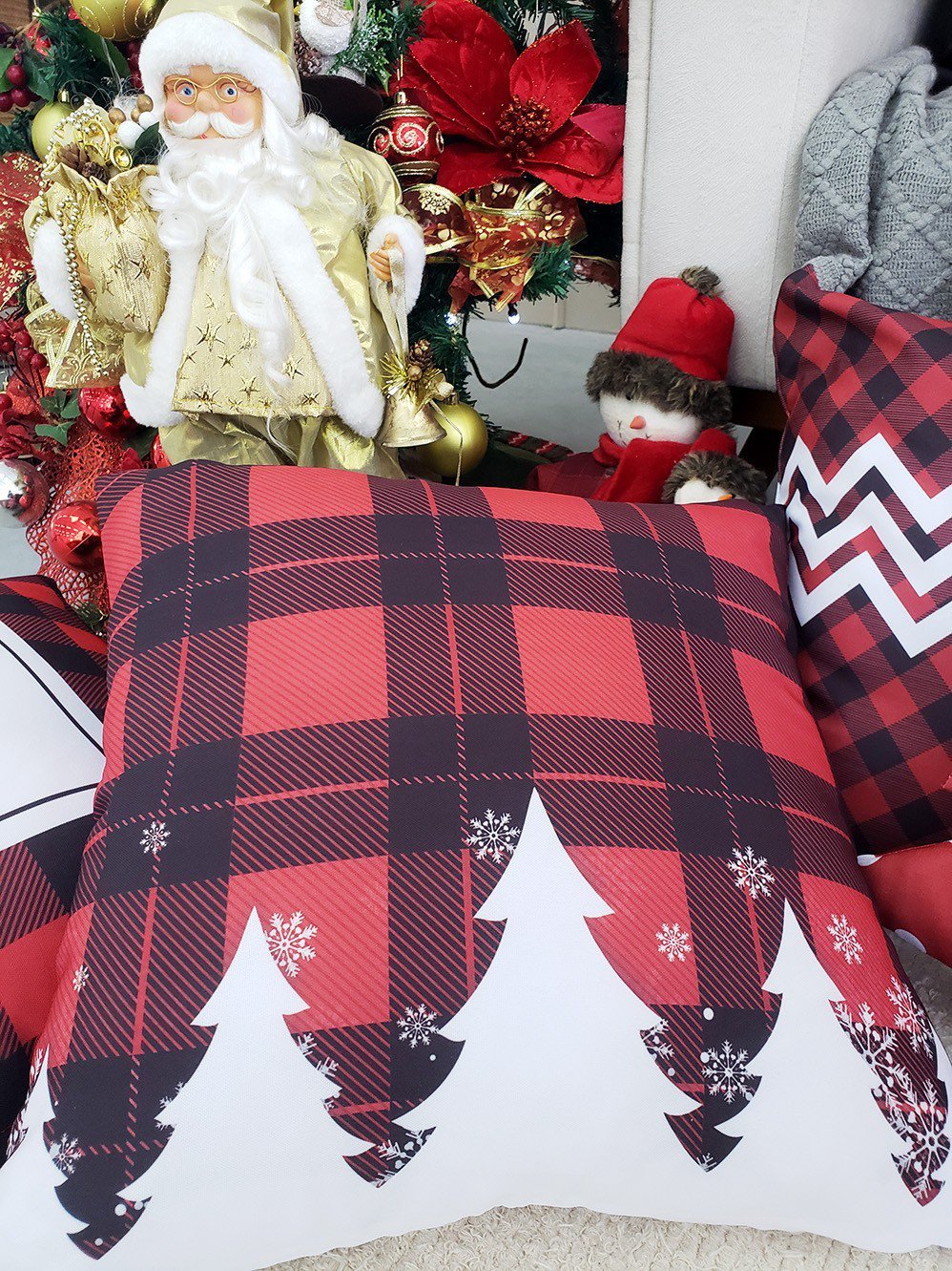 Kit Com 4 Capas Para Almofadas Decorativas Vermelho Feliz Natal - 5