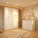 Ver imagem 1 de Conjunto Quarto de Bebê Cômoda e Guarda-Roupa Savana Branco Yescasa