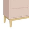 Cômoda Infantil Classic 6 Gavetas Rosa Fosco com Pés Madeira Natural - Reller Móveis - 4
