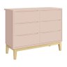 Cômoda Infantil Classic 6 Gavetas Rosa Fosco com Pés Madeira Natural - Reller Móveis - 1
