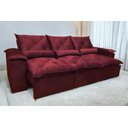 Ver imagem 1 de Sofá Retrátil e Reclinável 2,70m em Tecido Veludão C/pillow Nos Braços Athenas:vinho/270cm