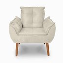 Ver imagem 3 de Kit 02 Poltrona Opala + 01 Puff Redondo Bege -modena Decor